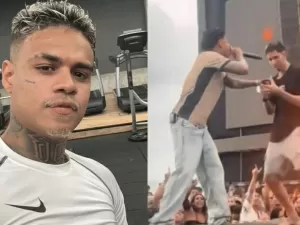 Vídeo mostra MC Cabelinho tentando arremessar fã para fora do palco