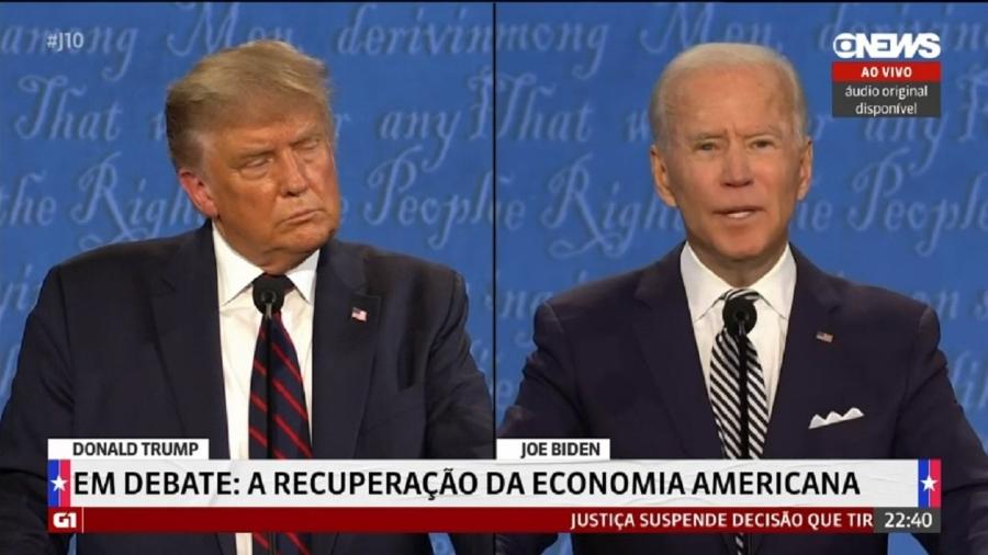 Primeiro debate entre Donald Trump e Joe Biden, na GloboNews (Reprodução) - Reprodução / Internet