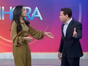 Márcia Dantas e Marcão do Povo se estranham ao vivo no 'Tá na Hora'