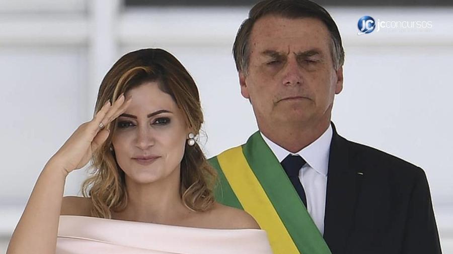 Jair Bolsonaro e a então primeira-dama, Michelle Bolsonaro, em sua cerimônia de posse - Divulgação/Agência Brasil