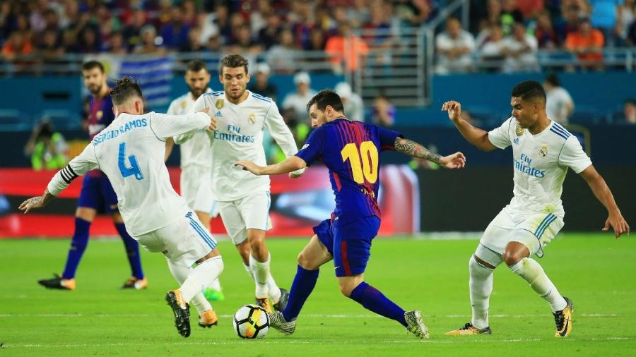 Messi pelo Barcelona contra o Real Madrid  - Foto: Getty Images