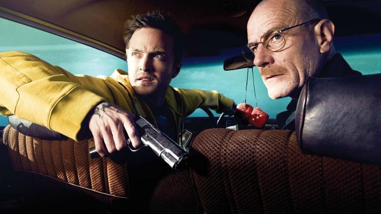 Aaron Paul como Jesse Pinkman e Bryan Cranston como Walter White em Breaking Bad (Fonte: Divulgação) - Aaron Paul como Jesse Pinkman e Bryan Cranston como Walter White em Breaking Bad (Fonte: Divulgação) - Aaron Paul como Jesse Pinkman e Bryan Cranston como Walter White em Breaking Bad (Fonte: Divulgação)