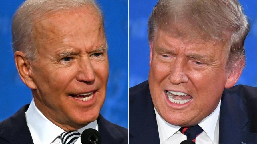 Trump e Biden se enfrentam em último debate sob tensão máxima -                                 JIM WATSON, SAUL LOEB / AFP                            