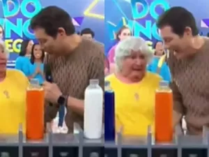 Celso Portiolli fica constrangido ao vivo após ter parte íntima tocada por idosa