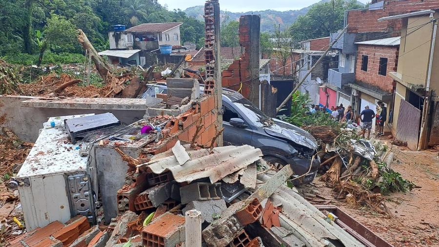 Área atingida pelas chuvas na Vila Sahy - Divulgação/Governo de São Paulo