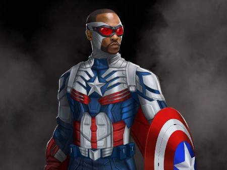 Design de Anthony Mackie como Sam WIlson, o Falcão do MCU, como o novo Capitão América (Fonte: Reprodução)