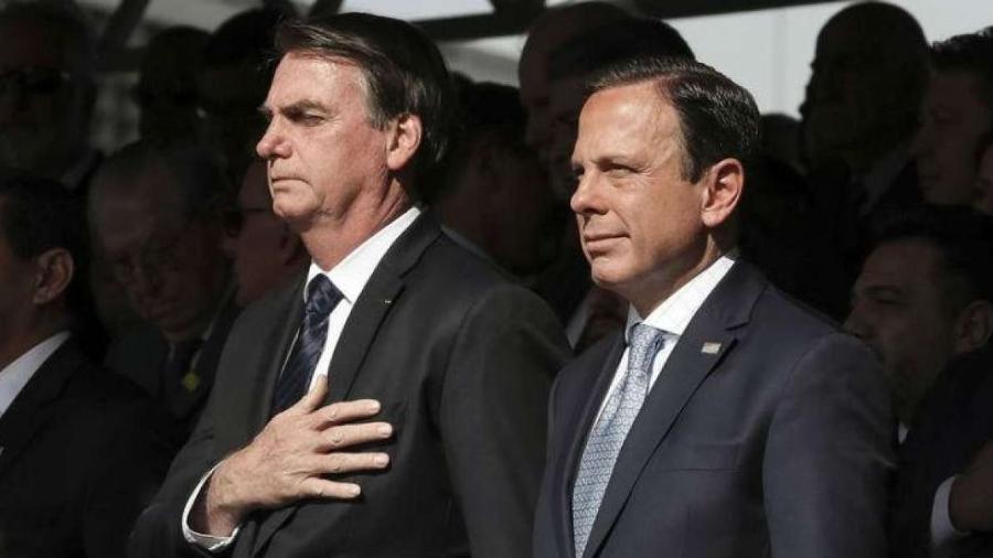                                  Presidente da República, Jair Bolsonaro (sem partido) e governador de São Paulo, João Doria (PSDB)                              -                                 MARCOS CORREIA/PR                            