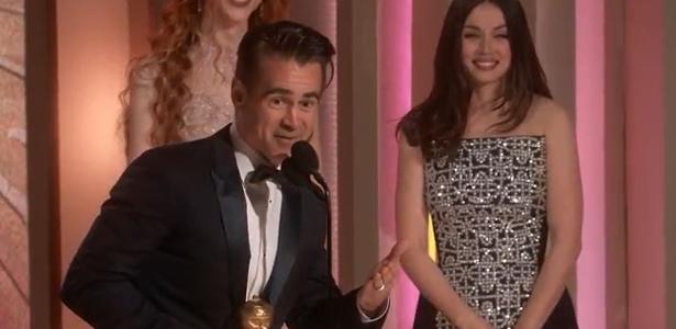 Colin Farrell recebe o Globo de Ouro por 'Os Banshees de Inisherin'