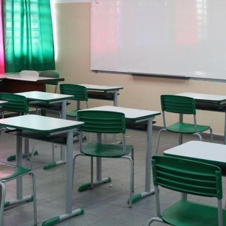 Sala de aula sem alunos