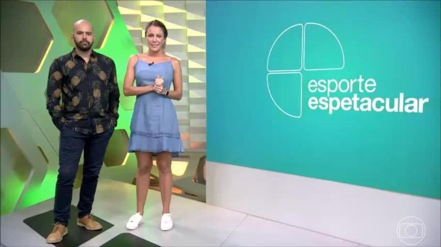 Bárbara Coelho e Lucas Gutierrez no Esporte Espetacular, da Globo - Reprodução