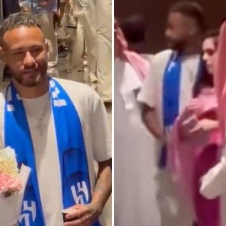 Neymar é recebido com presentes e gera comoção em desembarque na Arábia Saudita