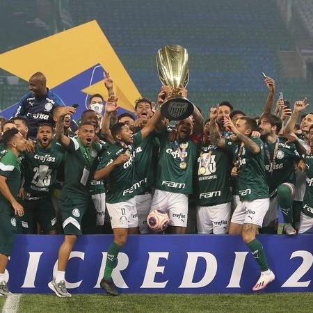 Jogadores do Palmeiras comemoram o título do Campeonato Paulista 2020 - Cesar Greco/Palmeiras