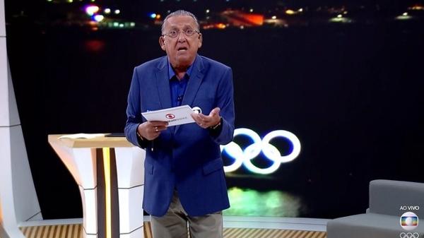 Galvão Bueno na transmissão dos Jogos de Tóquio; ele pediu programa nos domingos da Globo