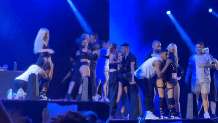 Um fã de Luísa Sonza subiu no palco e deu um beijo no bumbum da cantora - Reprodução/Twitter