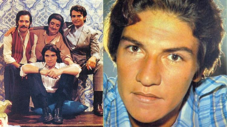Cláudio Cavalcanti com elenco de 'Irmãos Coragem' e, ao lado, em outro registro da juventude Cláudio Cavalcanti com elenco de 'Irmãos Coragem' e, ao lado, em outro registro da juventude