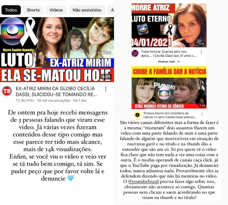 Cecília Dassi alerta seguidores sobre fake news Cecília Dassi alerta seguidores sobre fake news