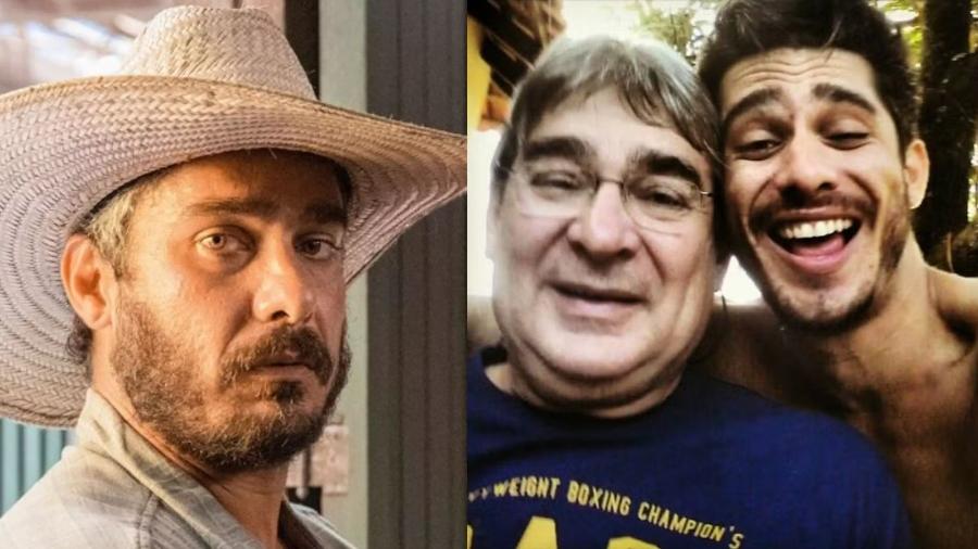 Thommy Schiavo em 'Pantanal'; ao lado, com o pai, Horácio Thommy Schiavo em 'Pantanal'; ao lado, com o pai, Horácio