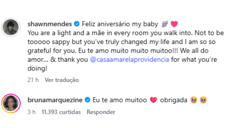 Bruna Marquezine responde post de Shawn Mendes Bruna Marquezine responde post de Shawn Mendes