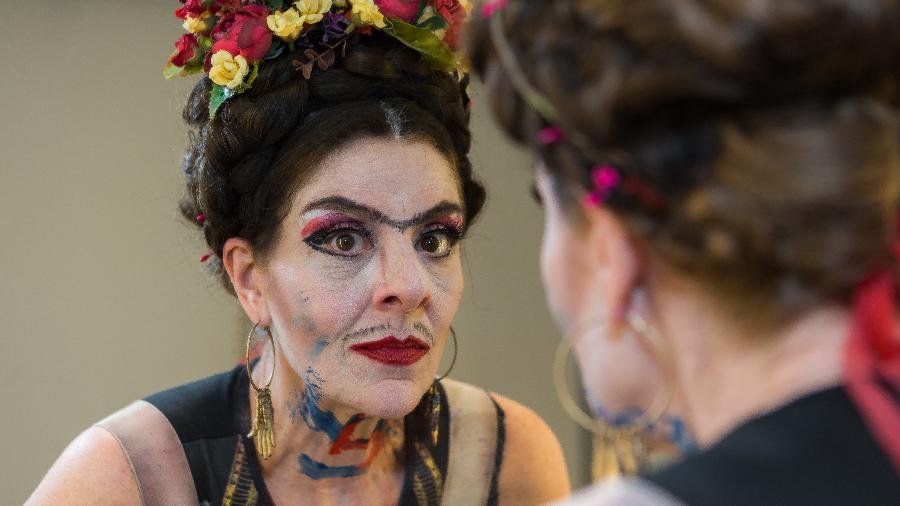 Christiane Tricerri na estreia da peça Frida Kahlo viva La Vida no Teatro Vivo - Ronny Santos/Folhapress