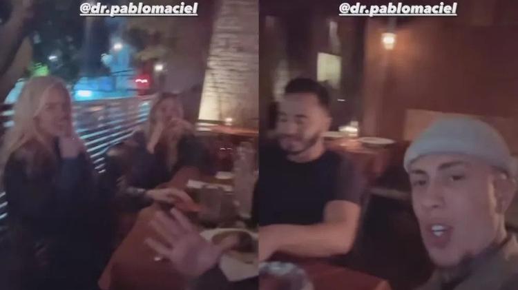 MC Daniel compartilhou imagens de um jantar com amigos e Yasmin Brunet
