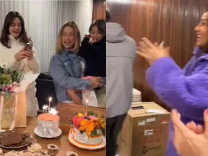 Sabrina e Nicolas Prattes fazem festa para mãe do ator: 'amo vocês demais'