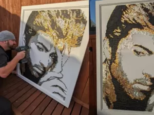 Designer faz quadro em homenagem a George Michael com 12 mil parafusos