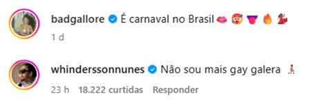 Whindersson Nunes comentou em foto de Lorena Maria