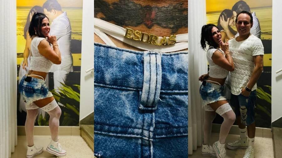 Gretchen usa calcinha à mostra com o nome do marido - Reprodução/Instagram