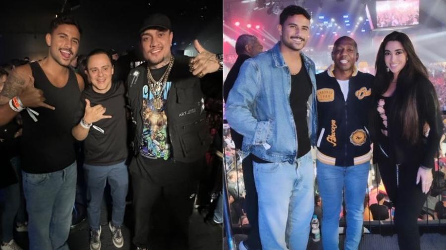 Montagem com Lucas Pizane, MC Binn e Giovanna Lima na NBA House, em São Paulo - Instagram/Reprodução