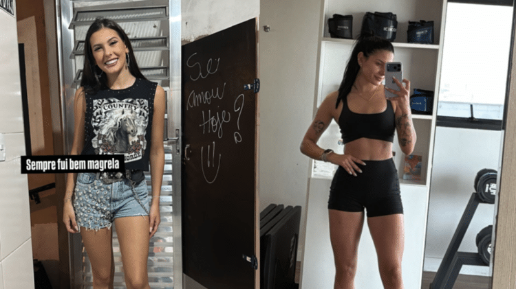 Ana Castela antes e depois dos exercícios