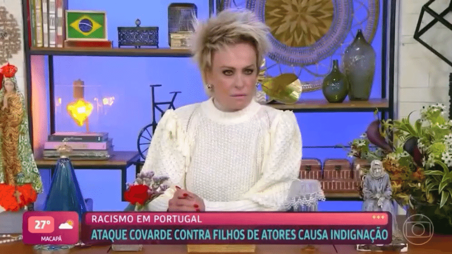 Ana Maria Braga ficou visivelmente constrangida com erro da produção ao exibir VT de macacos - Reprodução/TV Globo
