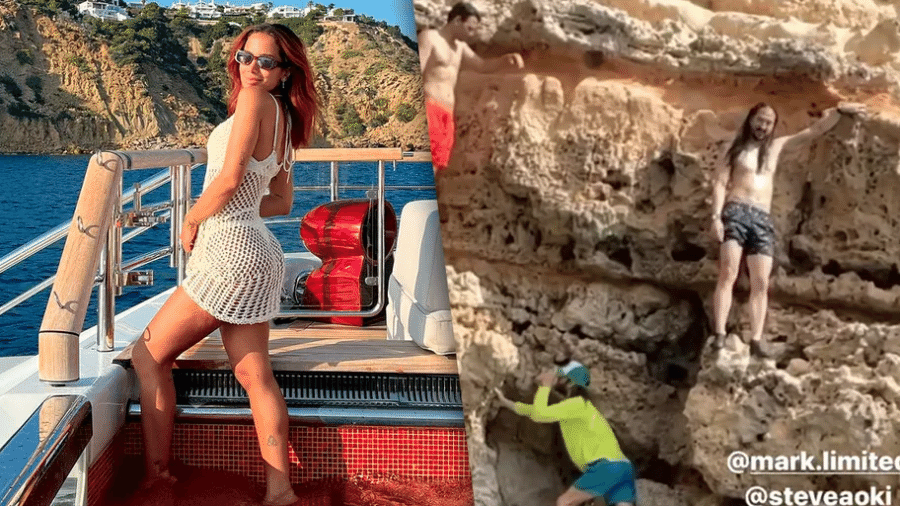 Anitta em Ibiza com Jered Leto e Steve Aoki - Reprodução/Instagram
