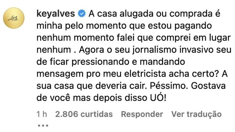 Key Alves respondeu Leo Dias