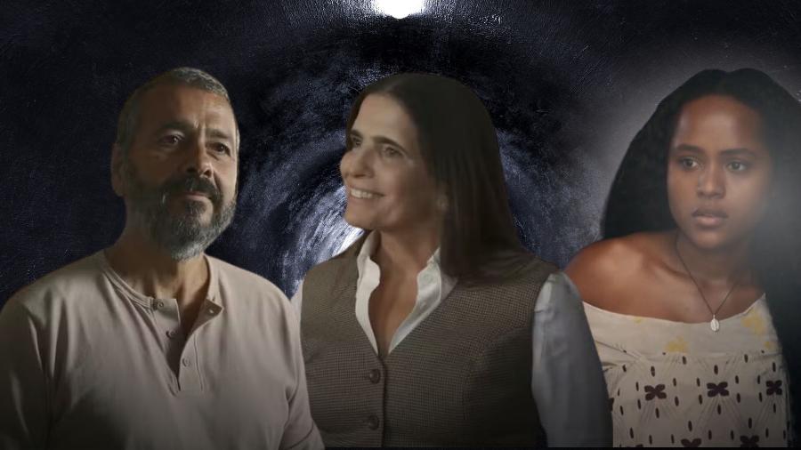 José Inocêncio (Marcos Palmeira), Aurora (Malu Mader) e Maria Santa (Duda Santos)