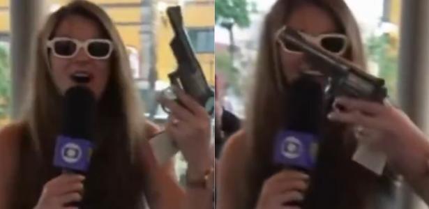 Repórter da Globo assusta colegas ao pegar arma ao vivo no México