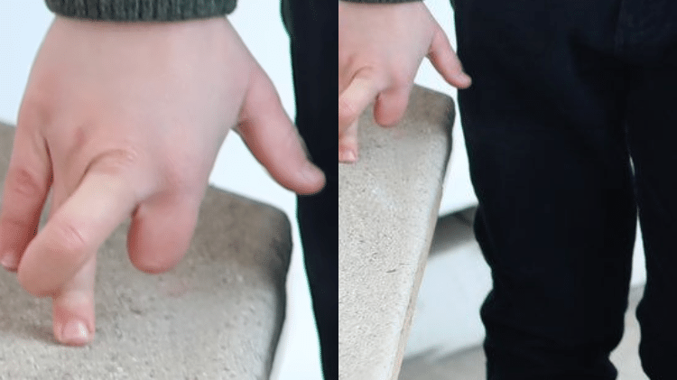 Inconsistências na edição de Kate: dedão de Louis e ponta da pedra parecem borrados