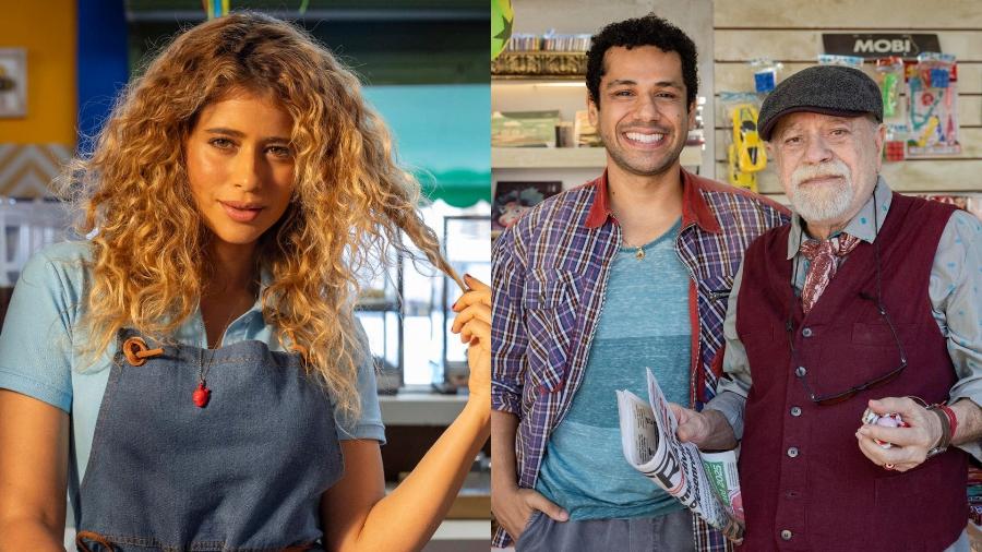 Roxelle (Isadora Cruz), Chico (Amaury Lorenzo) e Moreira (Tonico Pereira) em "Volta por Cima" - Fábio Rocha/Globo