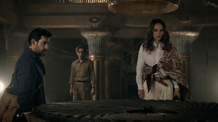 John Krasinski, Domhnall Gleeson and Natalie Portman in "Fountain of Youth," now streaming on Apple TV+. John Krasinski, Domhnall Gleeson and Natalie Portman in "Fountain of Youth," now streaming on Apple TV+.