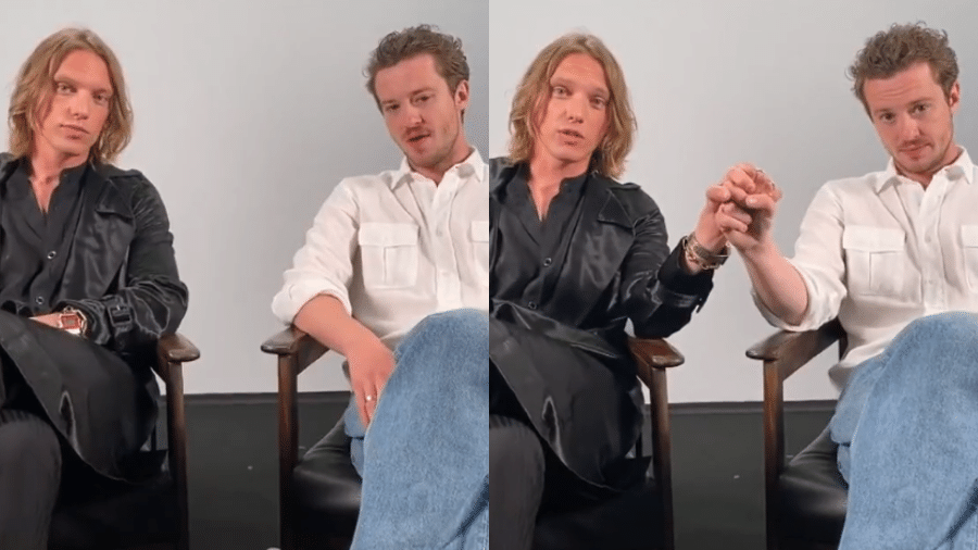 Jamie Campbell Bower e Joseph Quinn se convidaram para a Farofa da Gkay - Reprodução/TikTok