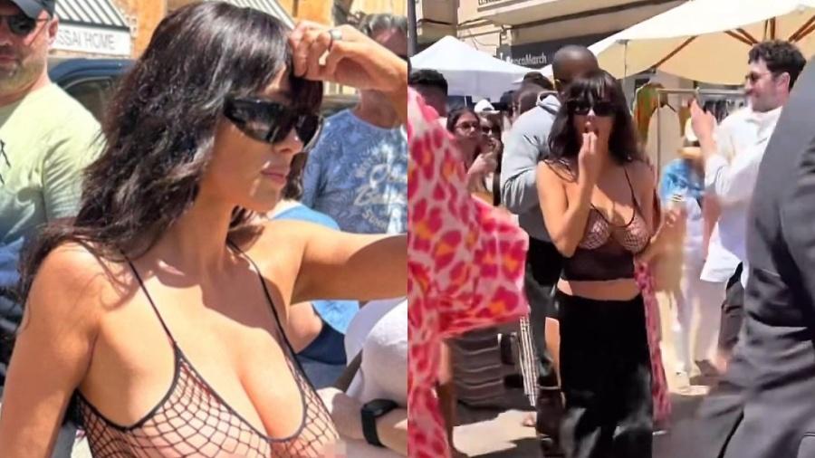 Bianca Censori dispensa sutiã ao usar blusa transparente Bianca Censori dispensa sutiã ao usar blusa transparente