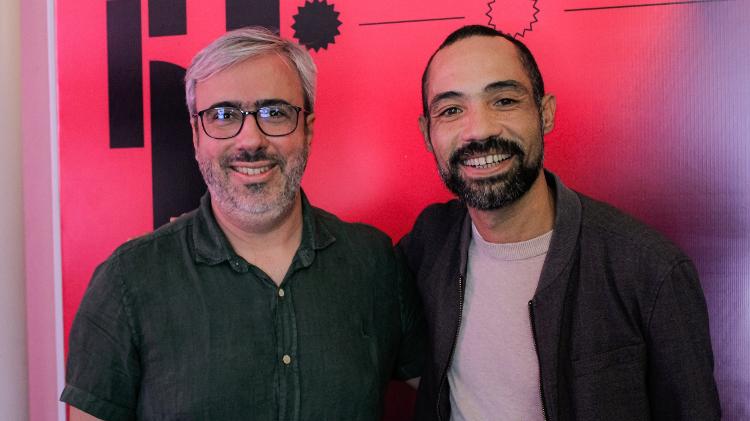 Diretor Silvio Guidane e o produtor André Carreira do longa-metragem brasileiro "Mussum, o filmis" 