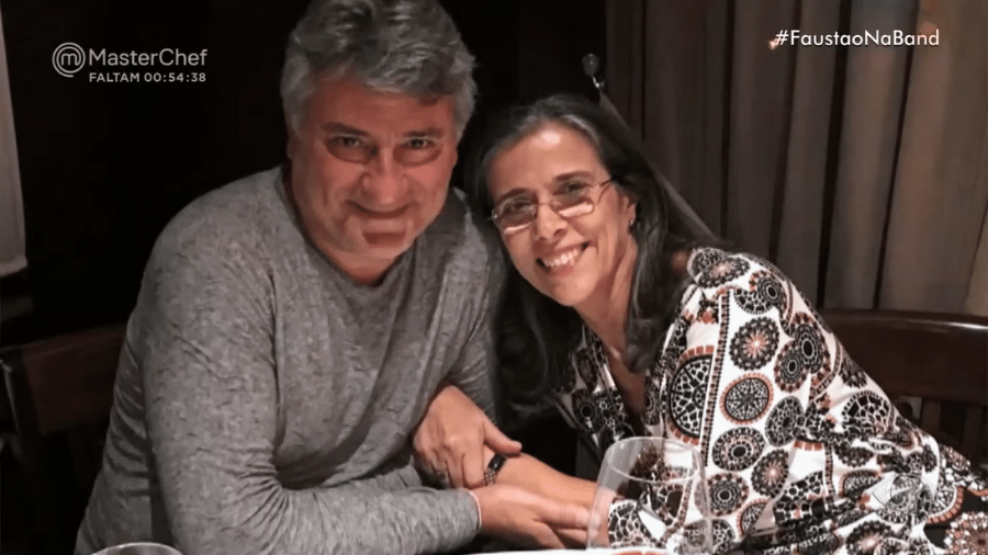 Cleber Machado e a mulher, Mônica Pinheiro - Reprodução/Band