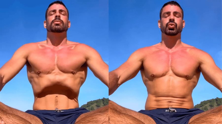Cauã Reymond realiza técnica de exercício abdominal - Reprodução/Instagram