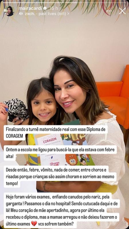 Maíra Cardi desabafa sobre a saúde da filha após susto 