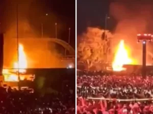 Incêndio atinge evento de samba em Recife durante show de Thiaguinho