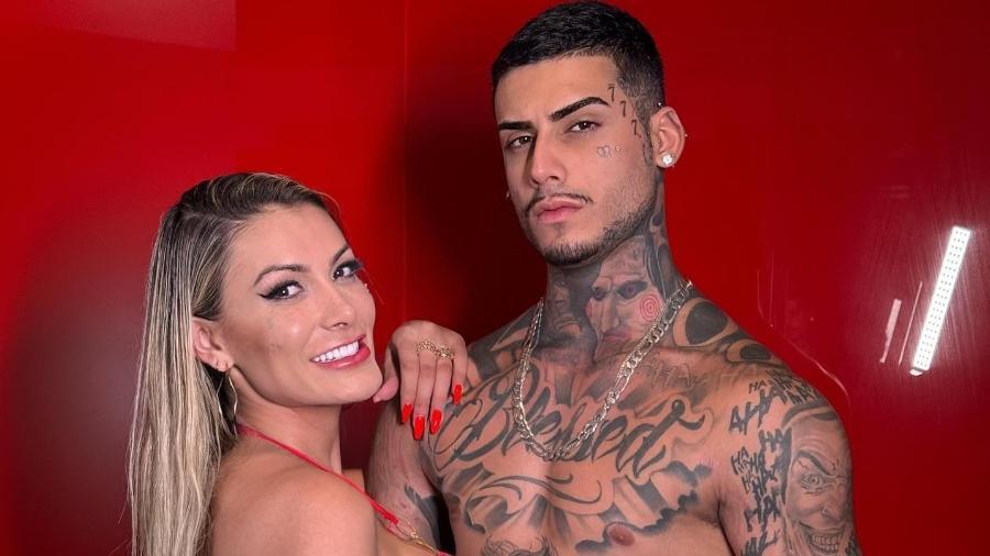 Andressa Urach e o namorado Kylian Cria, como é conhecido o criador de conteúdo adulto Cassiano França - Reprodução/Instagram @kyliancria