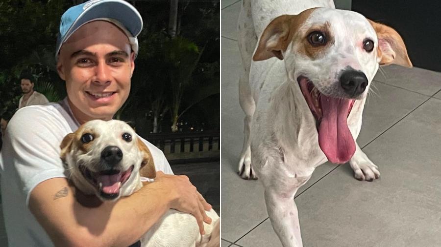 Rafa Vitti com o cachorro adotado, Leoncio