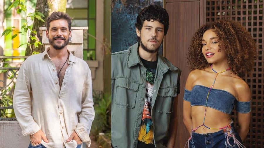 Rudá (Nicolas Prattes), Tomás (Paulo Mendes) e Evelyn (Gi Fernandes) em "Mania de Você"  - Beatriz Damy/Globo