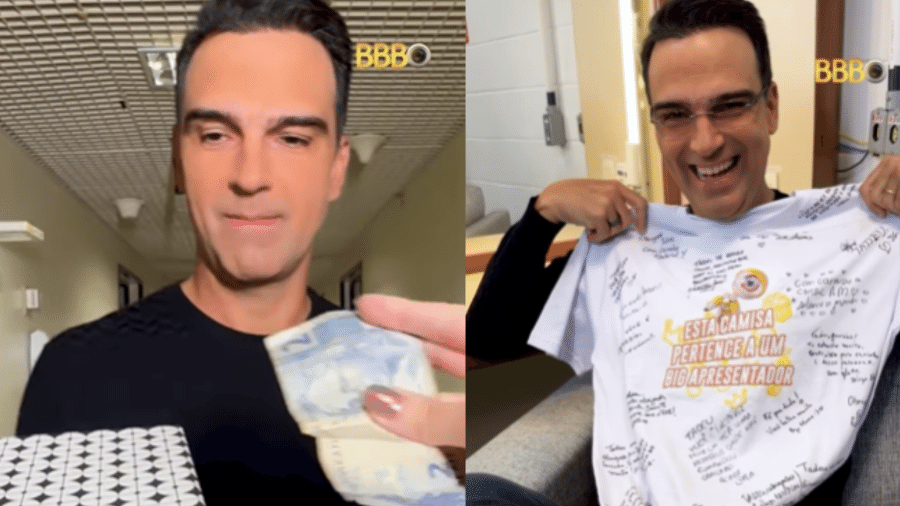 Tadeu Schmidt recebe presente de brothers do BBB 25 - Reprodução/Instagram