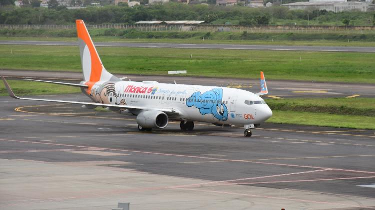 Avião da Turma da Mônica chegou em Porto Alegre (RS) por volta de 14h20